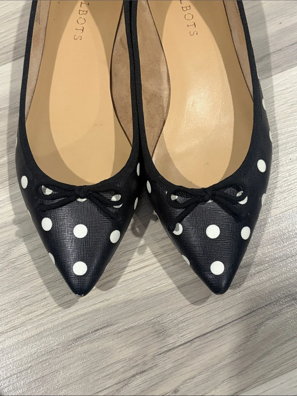 Talbots Black Polka Dot Trim Ballet Flats Size 8.5